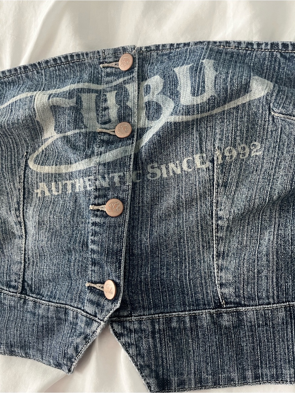 FUBU Y2K Graphic Denim Corset Top